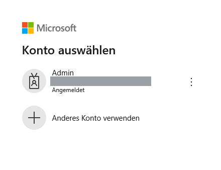 Microsoft-Anmeldeseite mit Kontoauswahl